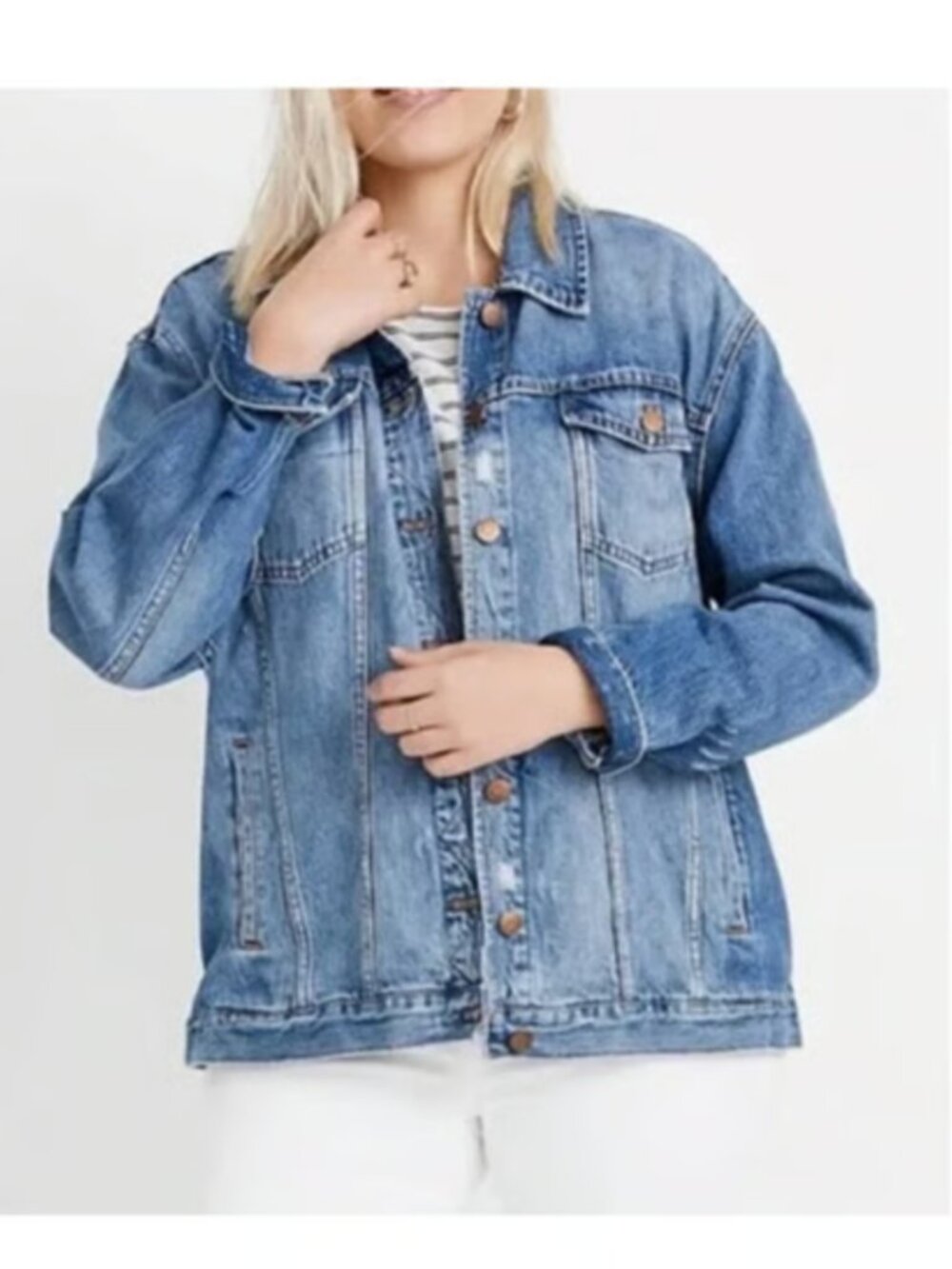 Madewell oversized blue denim jean jacket small